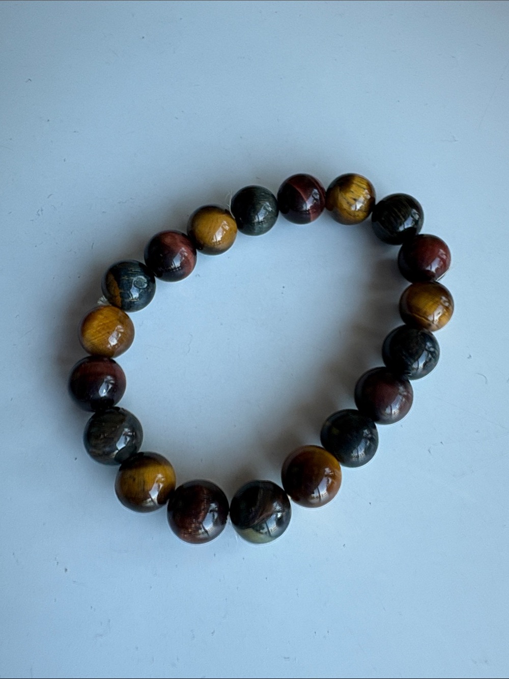 Beaded Tiger Eye Stretch Bracelet - Brown